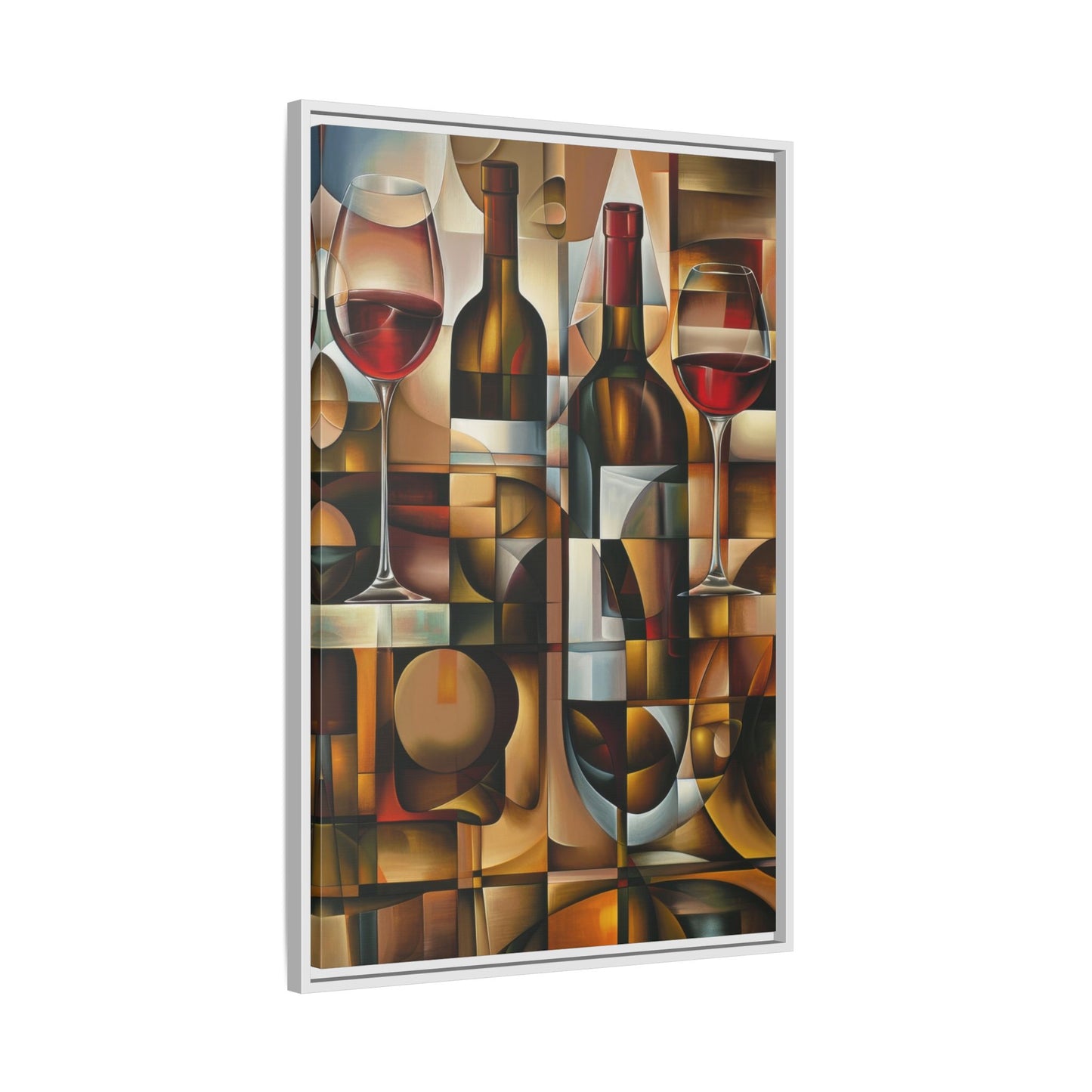 Cubist Wine Abstract - Modern Wall Art / Wooden Frame