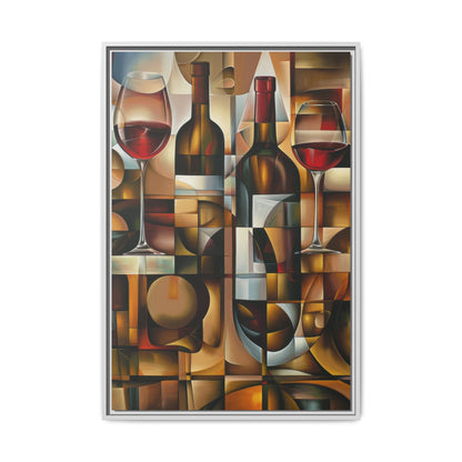 Cubist Wine Abstract - Modern Wall Art / Wooden Frame