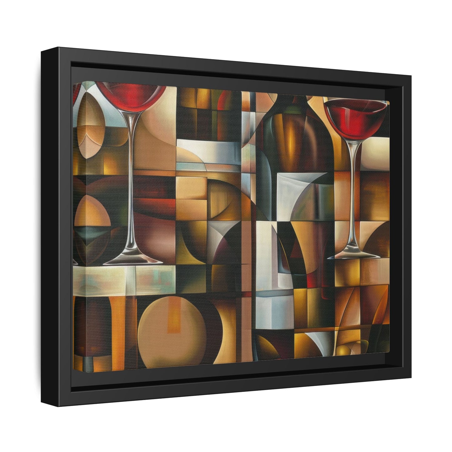 Cubist Wine Abstract - Modern Wall Art / Wooden Frame