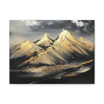 Golden Abstract Mountain Peaks Canvas - Mountain Wall Art