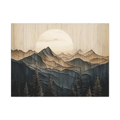 Wooden Mountain Peaks Canvas - Mountain Wall Art