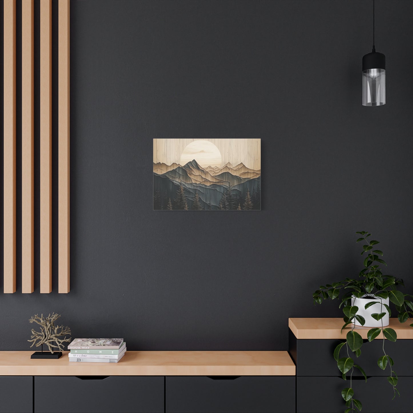 Wooden Mountain Peaks Canvas - Mountain Wall Art