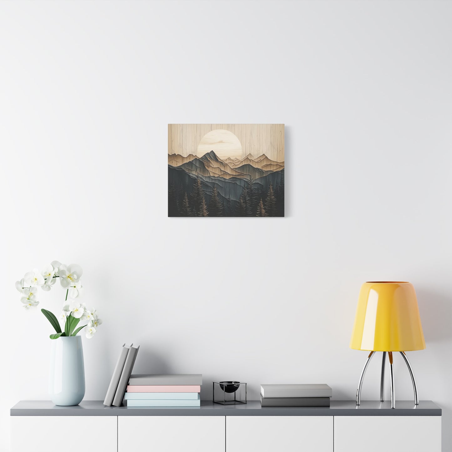 Wooden Mountain Peaks Canvas - Mountain Wall Art