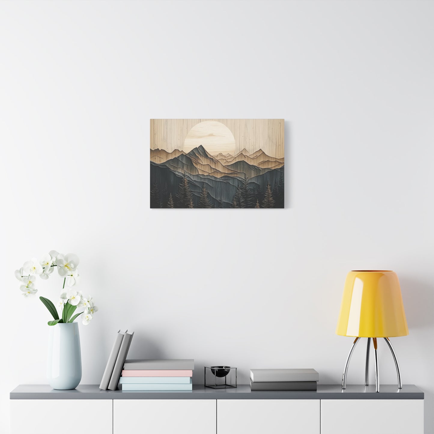 Wooden Mountain Peaks Canvas - Mountain Wall Art