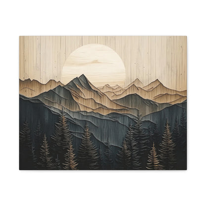 Wooden Mountain Peaks Canvas - Mountain Wall Art