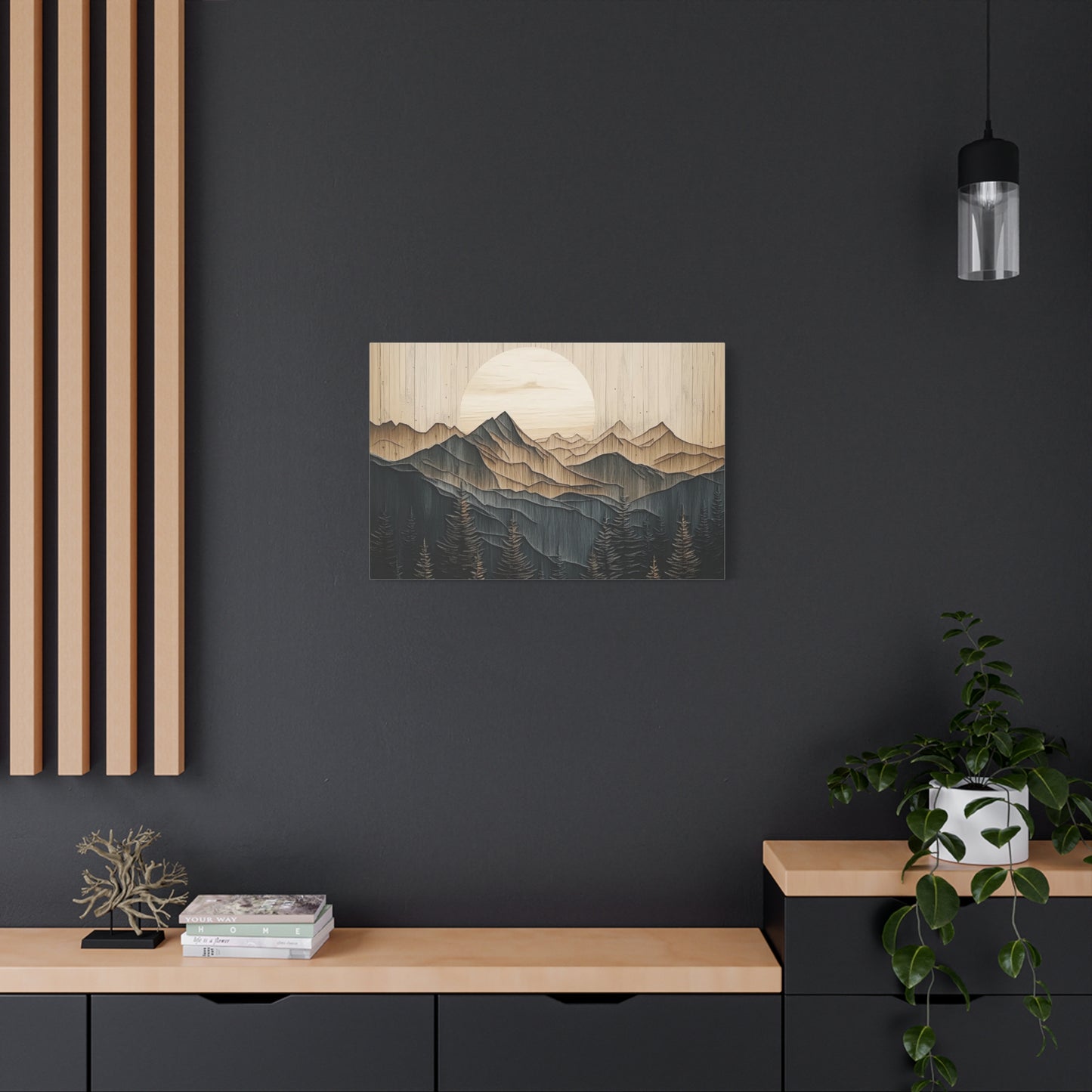 Wooden Mountain Peaks Canvas - Mountain Wall Art