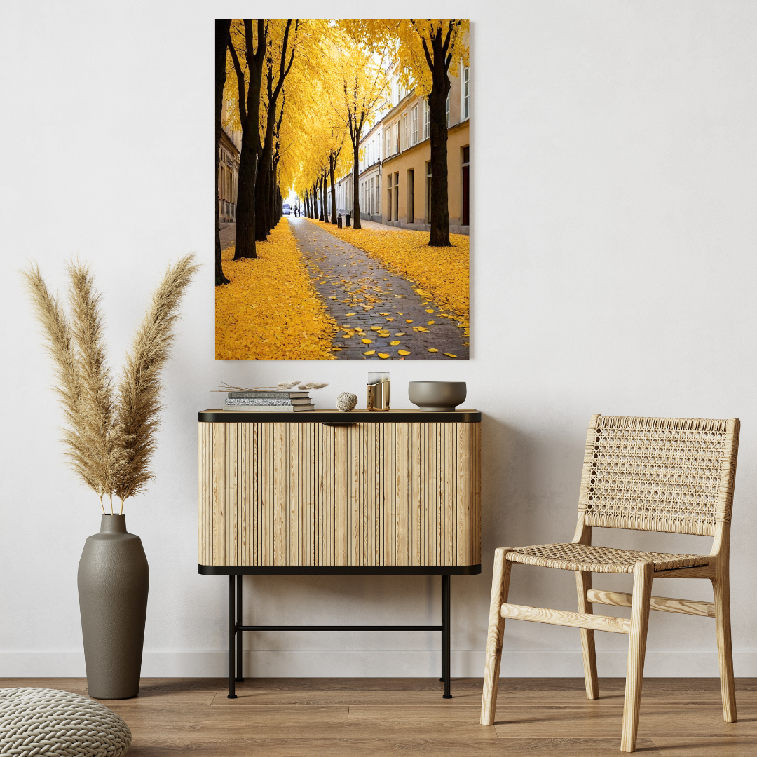 Golden Autumn Street - Urban Scene Wall Art