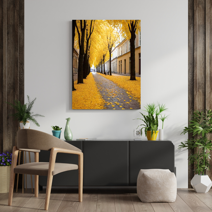 Golden Autumn Street - Urban Scene Wall Art