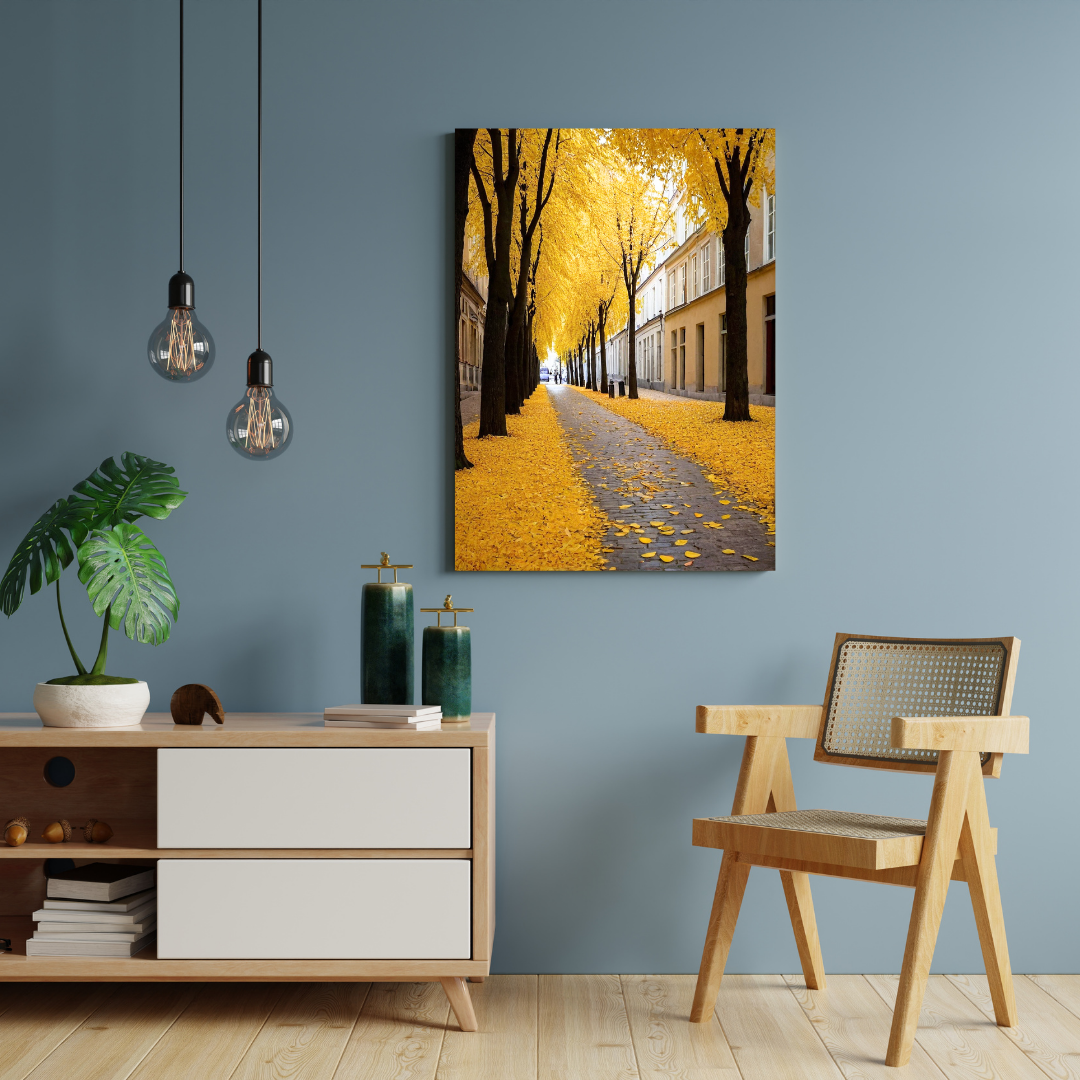 Golden Autumn Street - Urban Scene Wall Art