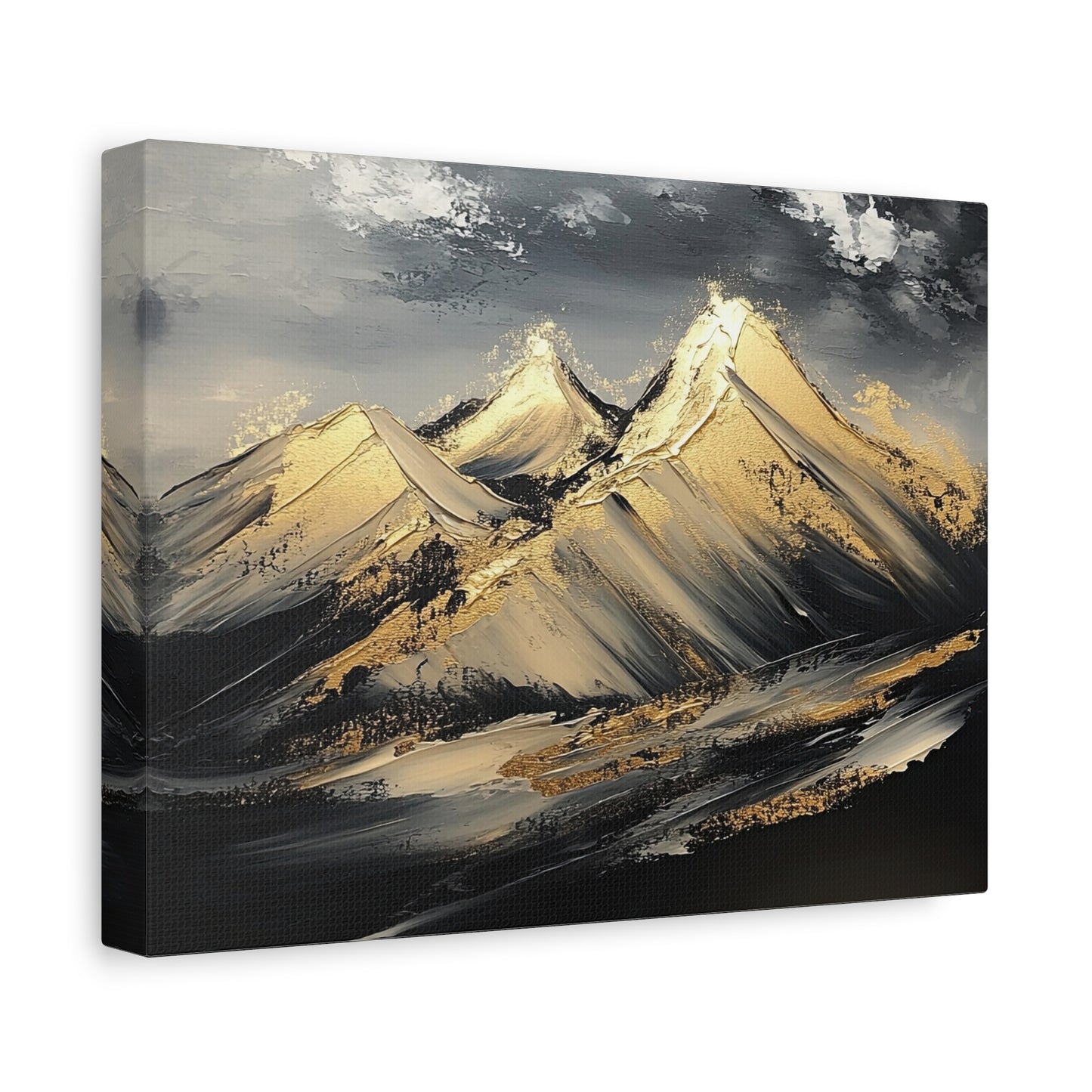 Golden Abstract Mountain Peaks Canvas - Mountain Wall Art