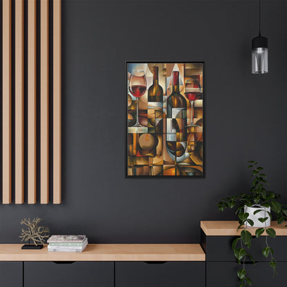 Cubist Wine Abstract - Modern Wall Art / Wooden Frame