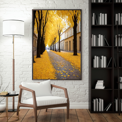 Golden Autumn Street - Urban Scene Wall Art