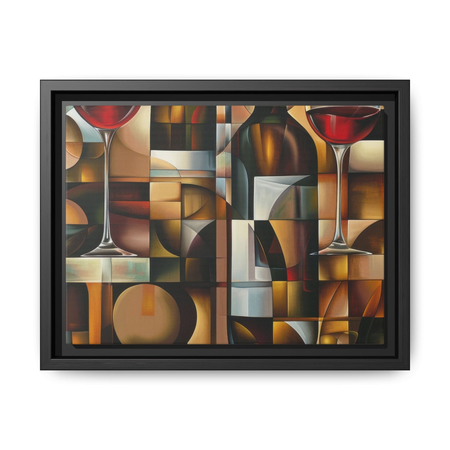 Cubist Wine Abstract - Modern Wall Art / Wooden Frame