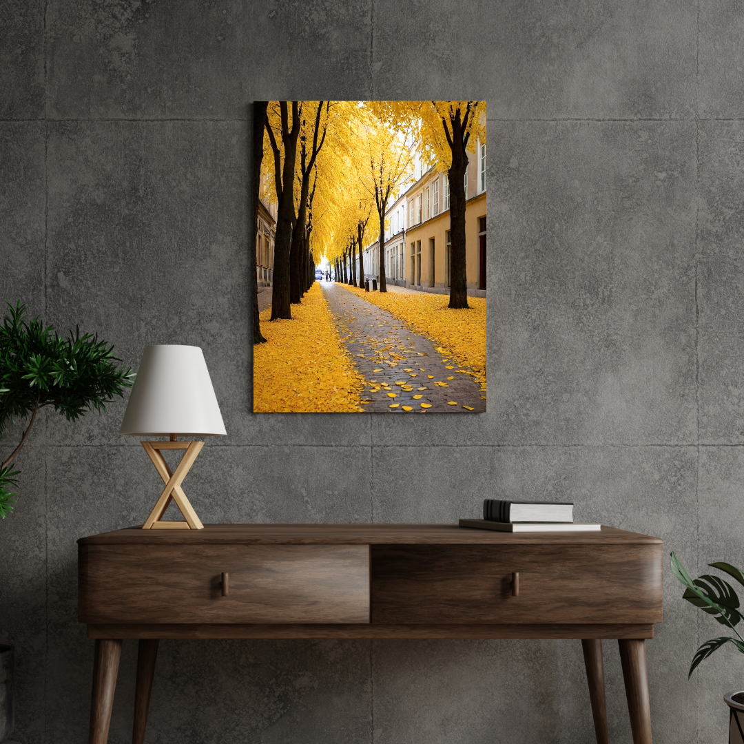 Golden Autumn Street - Urban Scene Wall Art