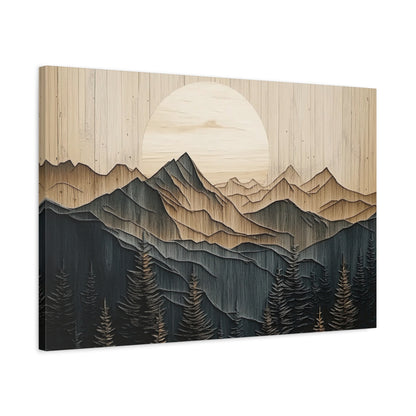 Wooden Mountain Peaks Canvas - Mountain Wall Art