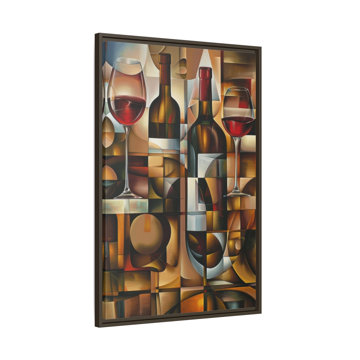 Cubist Wine Abstract - Modern Wall Art / Wooden Frame