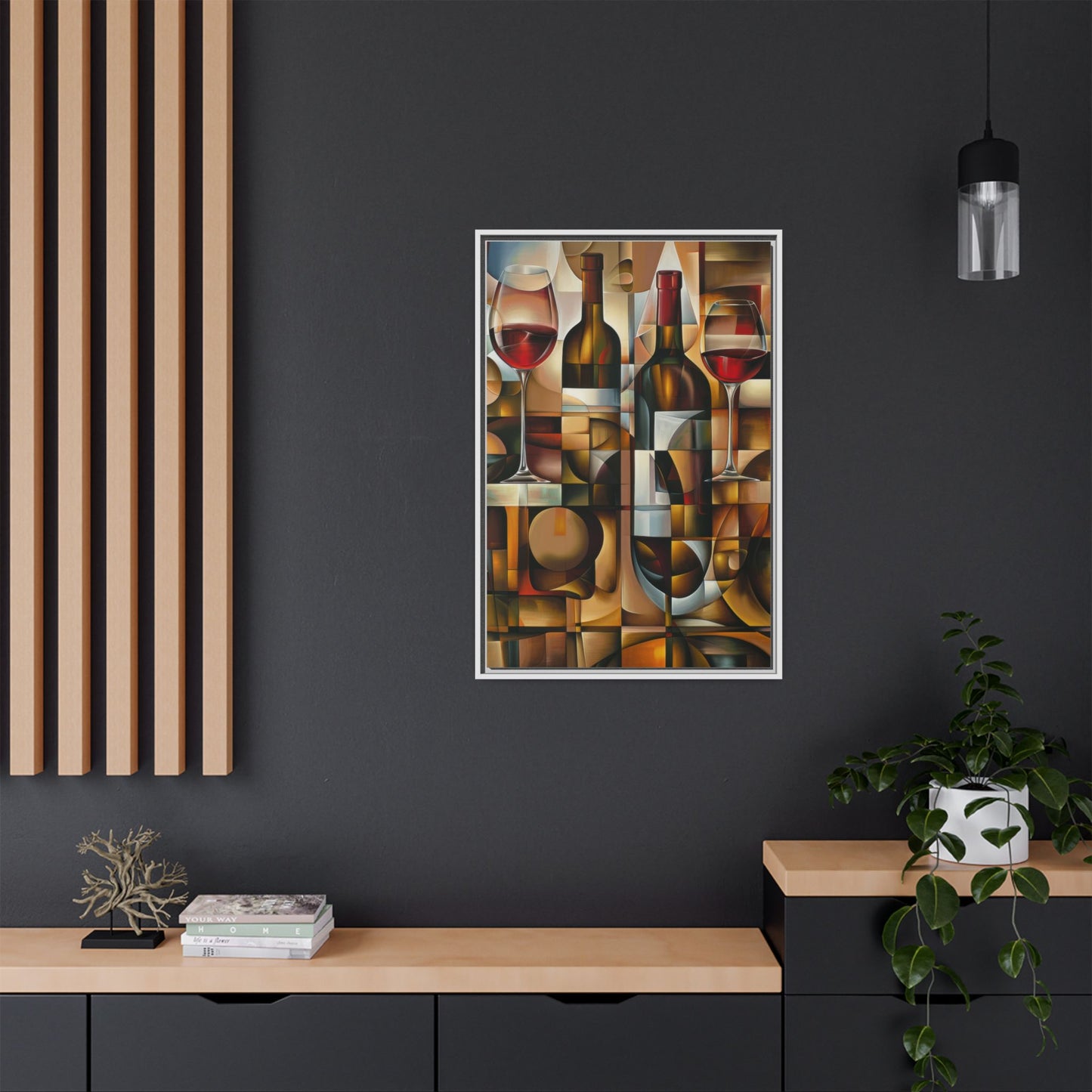 Cubist Wine Abstract - Modern Wall Art / Wooden Frame