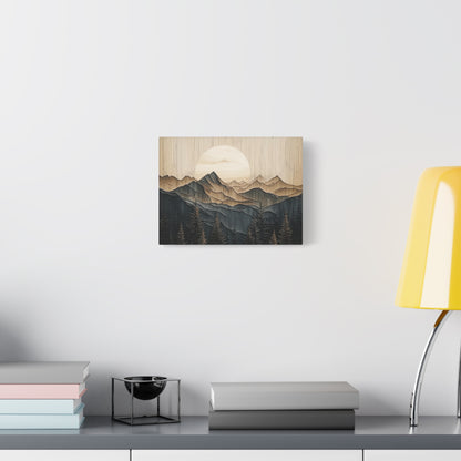 Wooden Mountain Peaks Canvas - Mountain Wall Art