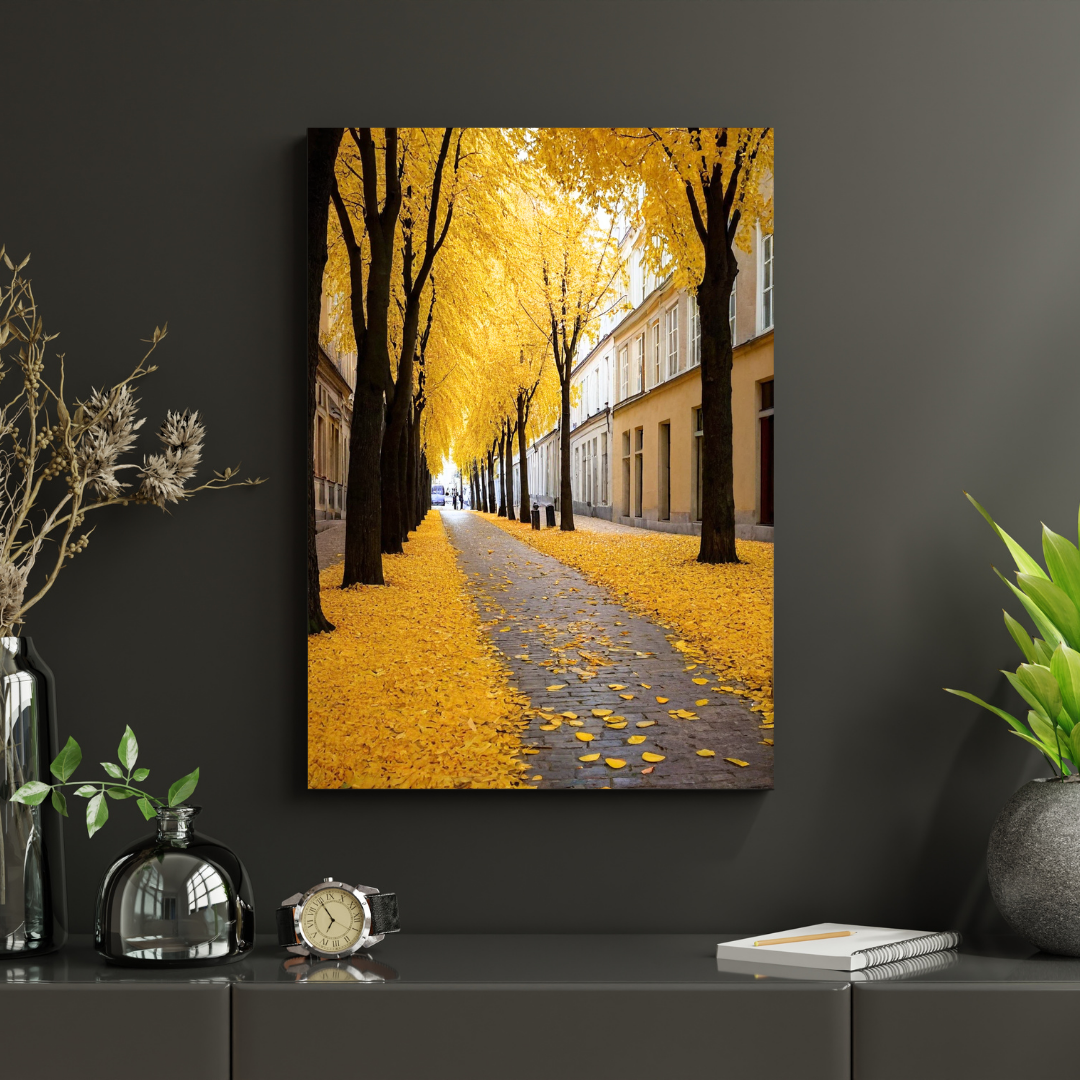 Golden Autumn Street - Urban Scene Wall Art