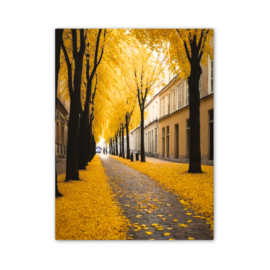 Golden Autumn Street - Urban Scene Wall Art - Aestheticanvas