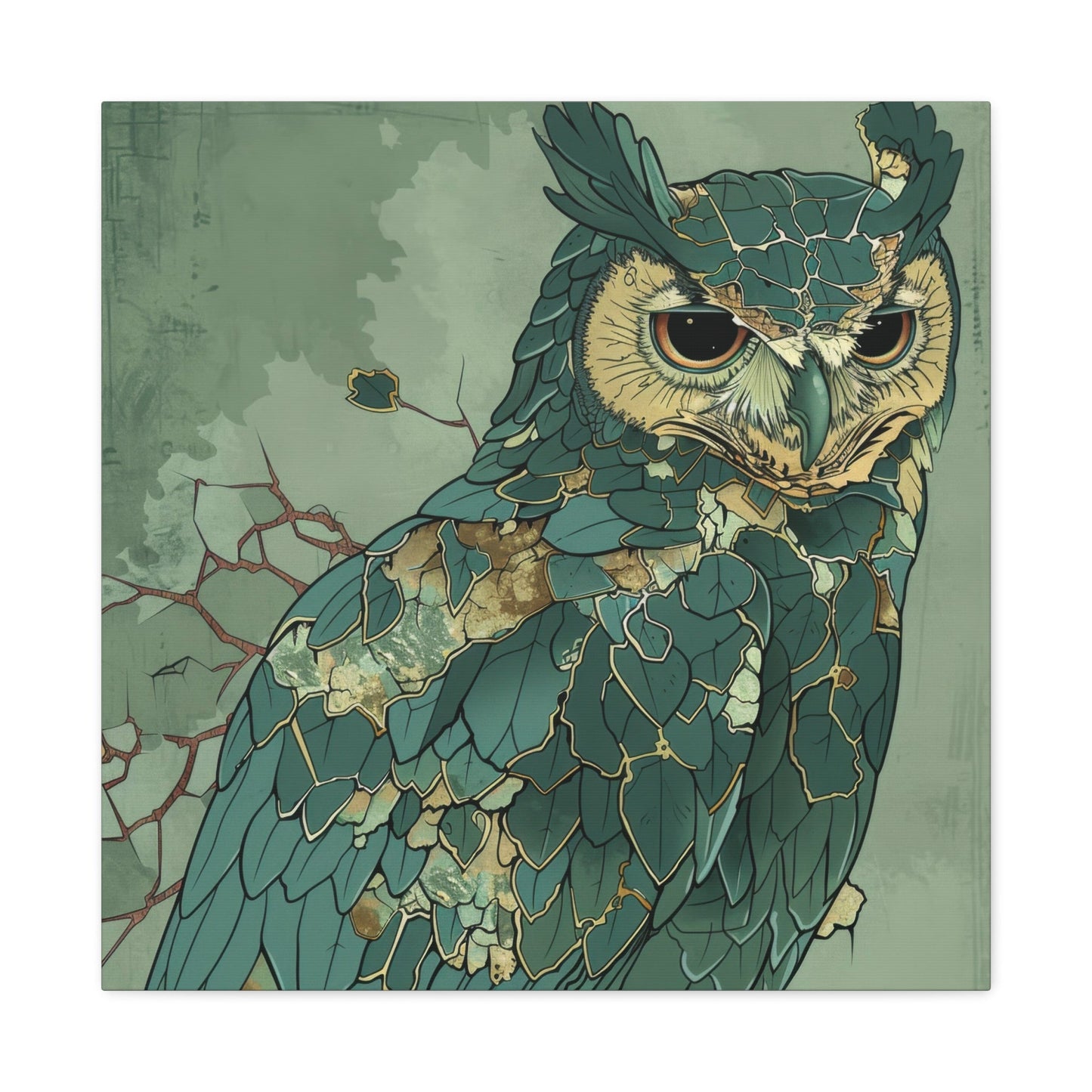 Abstract Mosaic Owl - Bird Canvas Print - Aestheticanvas