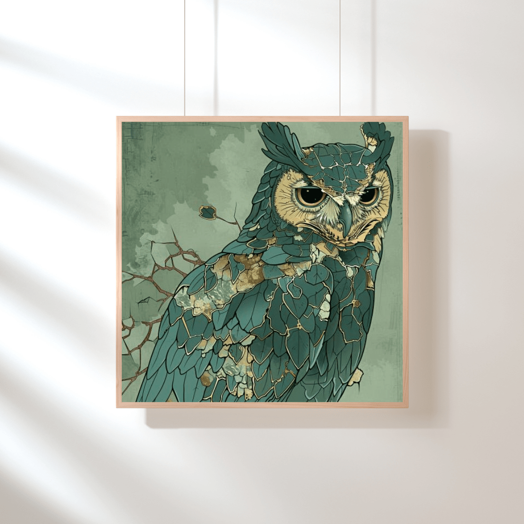 Abstract Mosaic Owl - Bird Canvas Print - Aestheticanvas