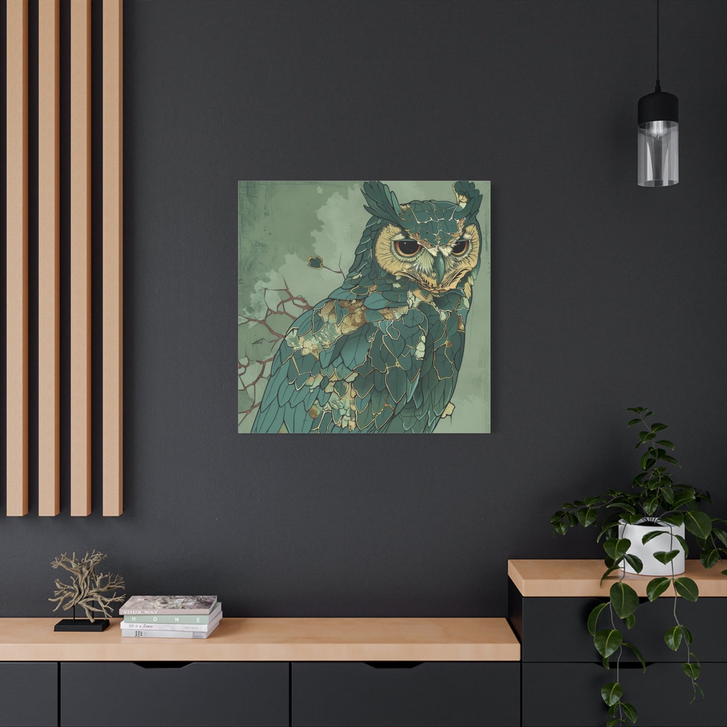 Abstract Mosaic Owl - Bird Canvas Print - Aestheticanvas