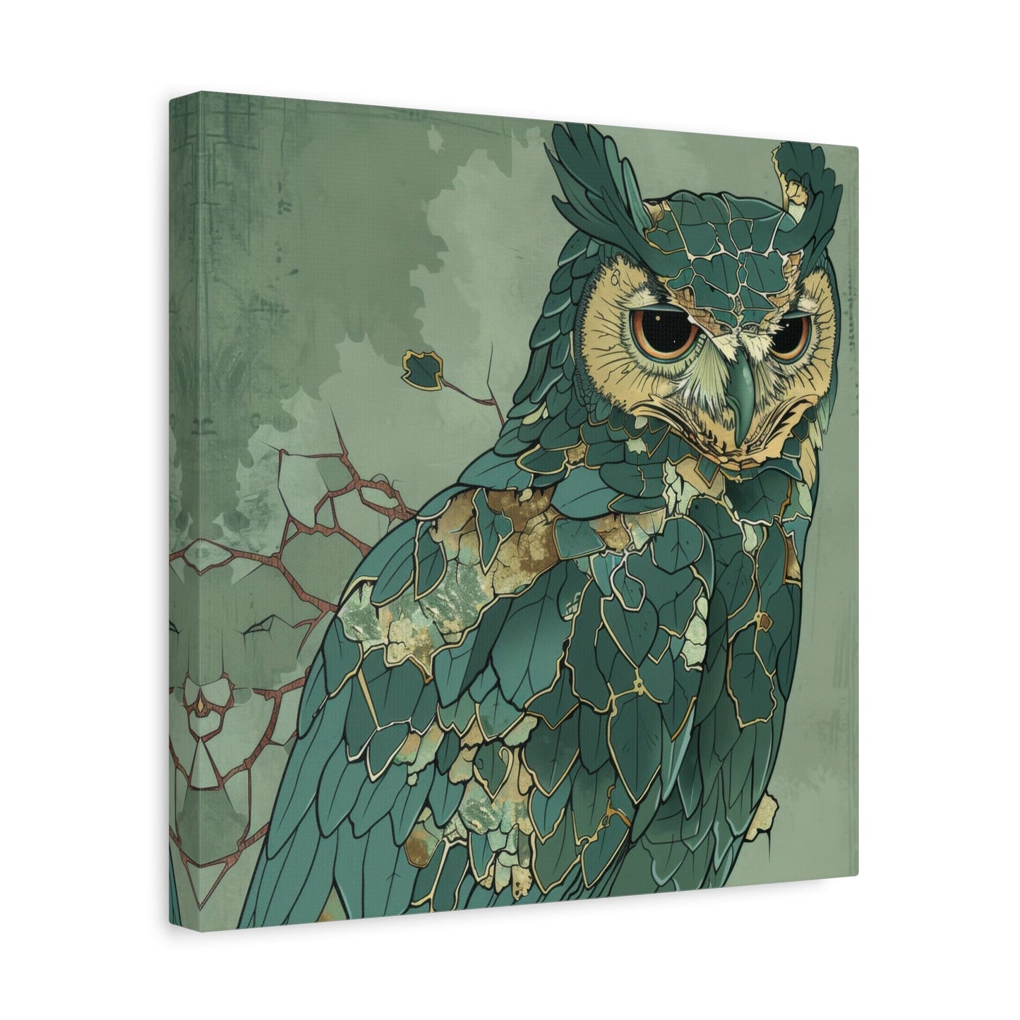 Abstract Mosaic Owl - Bird Canvas Print - Aestheticanvas