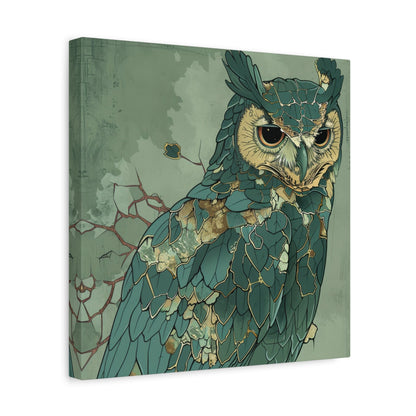 Abstract Mosaic Owl - Bird Canvas Print - Aestheticanvas