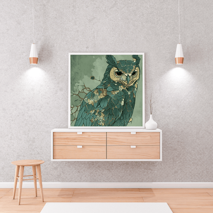 Abstract Mosaic Owl - Bird Wall Art - Aestheticanvas