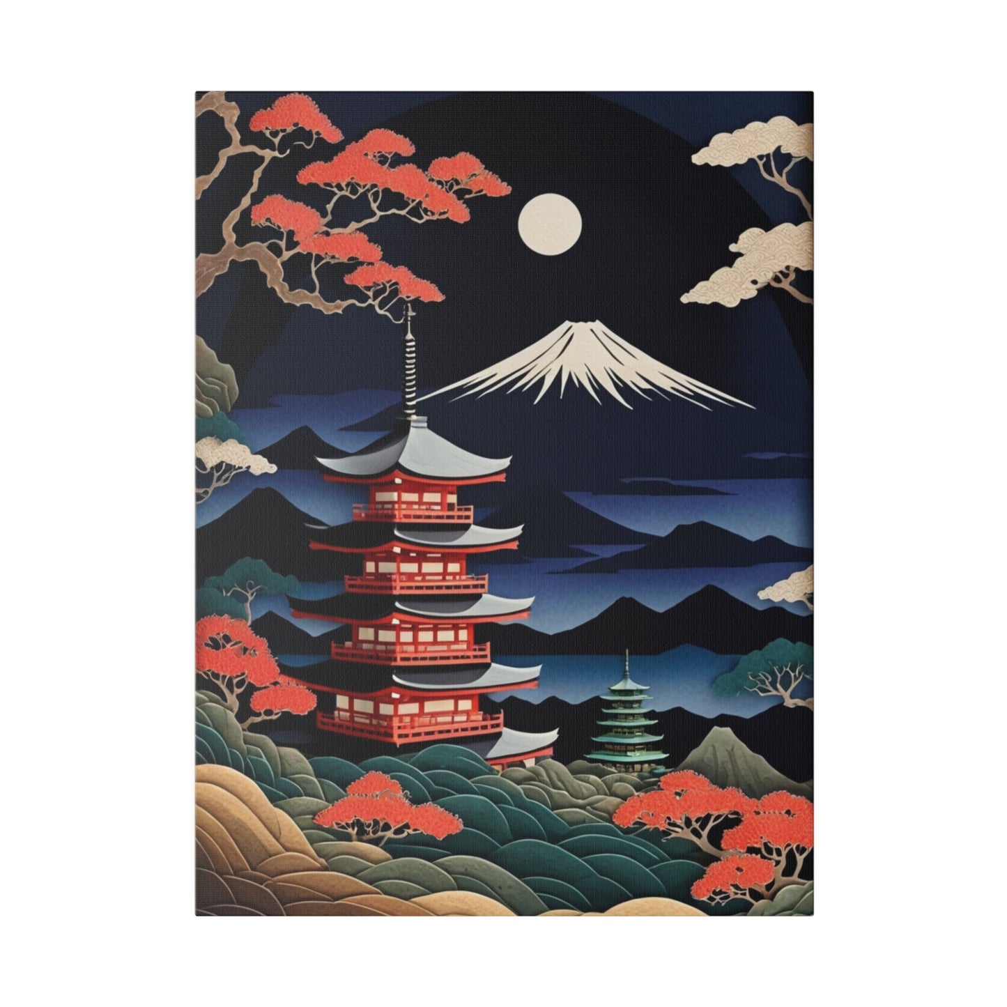 Abstract Mount Fuji & the Moon - Japanese Wall Art - Aestheticanvas