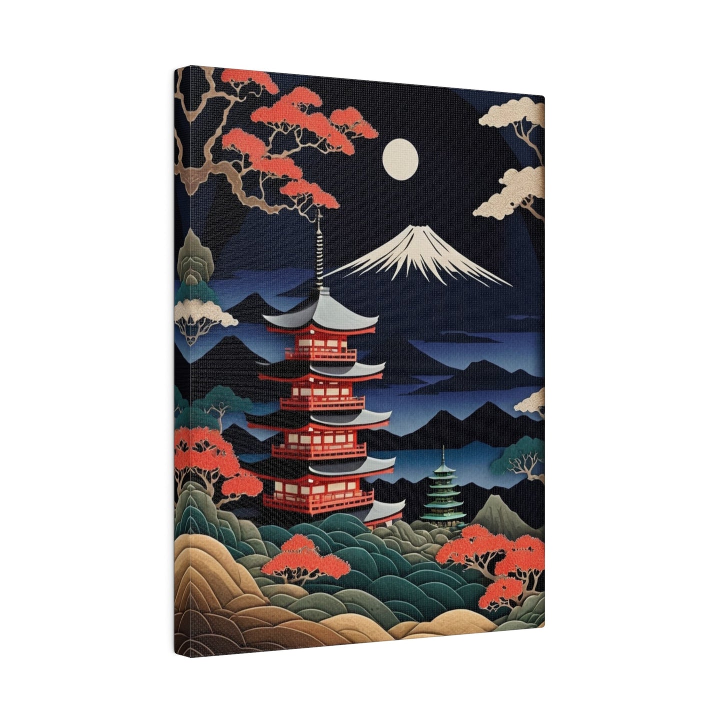 Abstract Mount Fuji & the Moon - Japanese Wall Art - Aestheticanvas