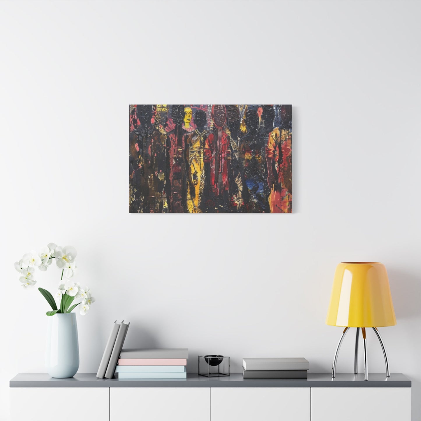 Abstract Tribal Figures - Cultural Canvas Print - Aestheticanvas