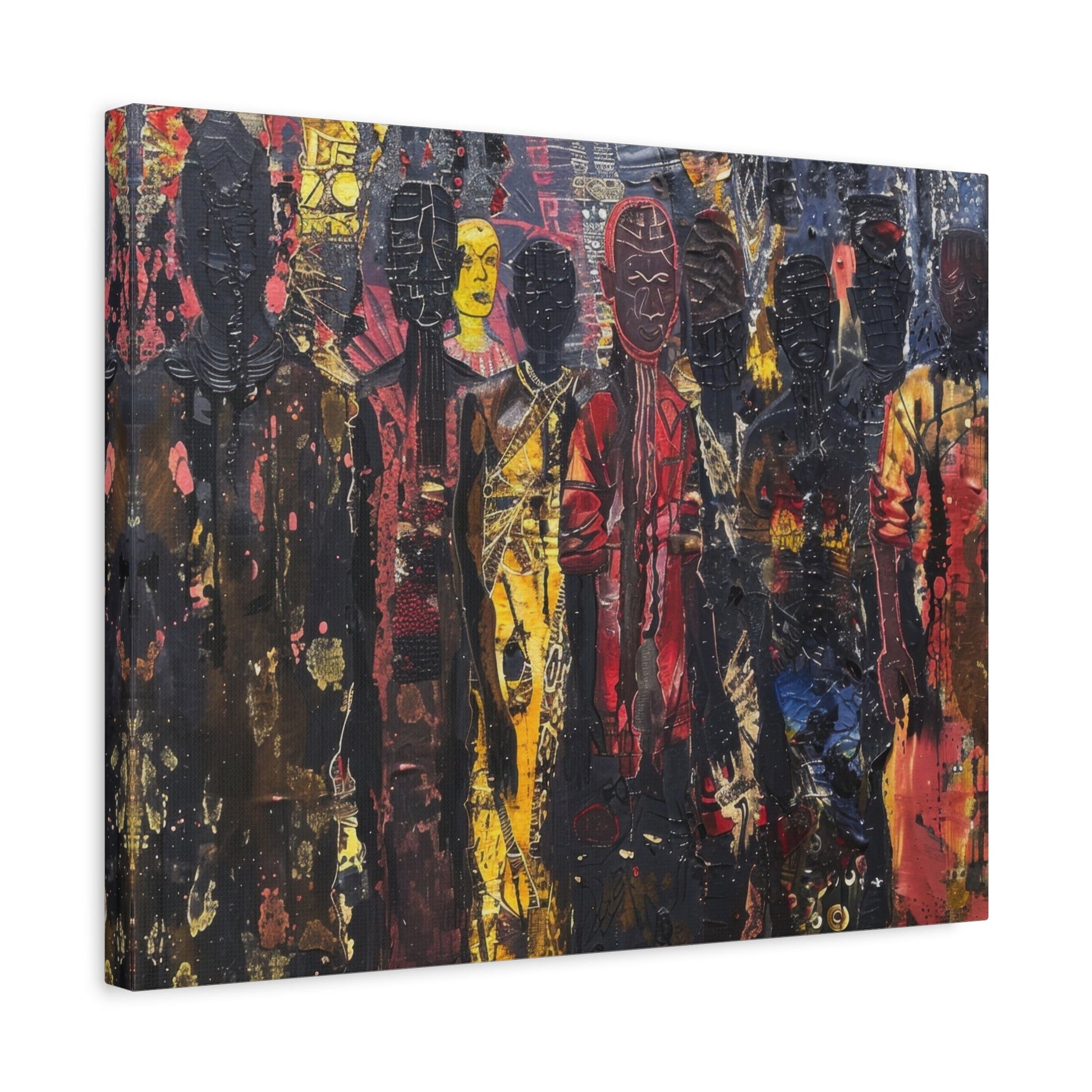 Abstract Tribal Figures - Cultural Canvas Print - Aestheticanvas