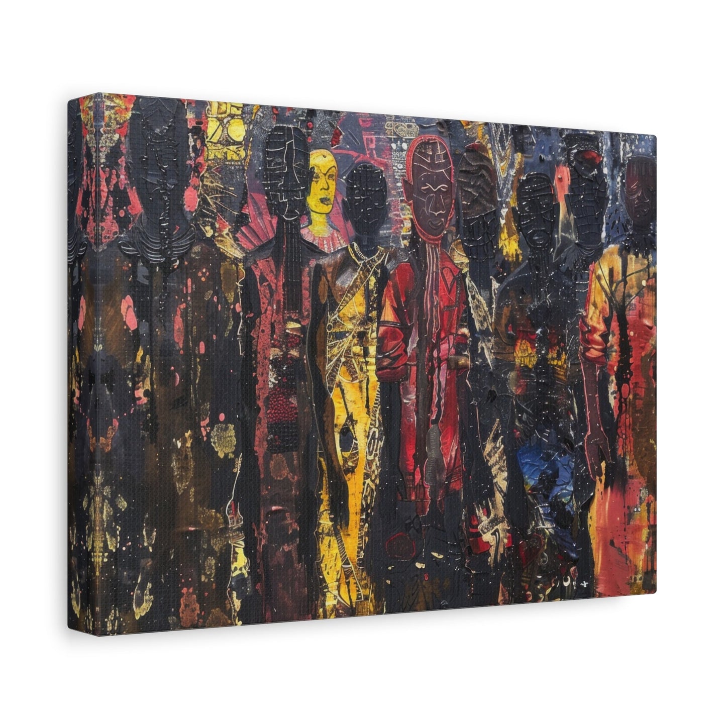 Abstract Tribal Figures - Cultural Canvas Print - Aestheticanvas