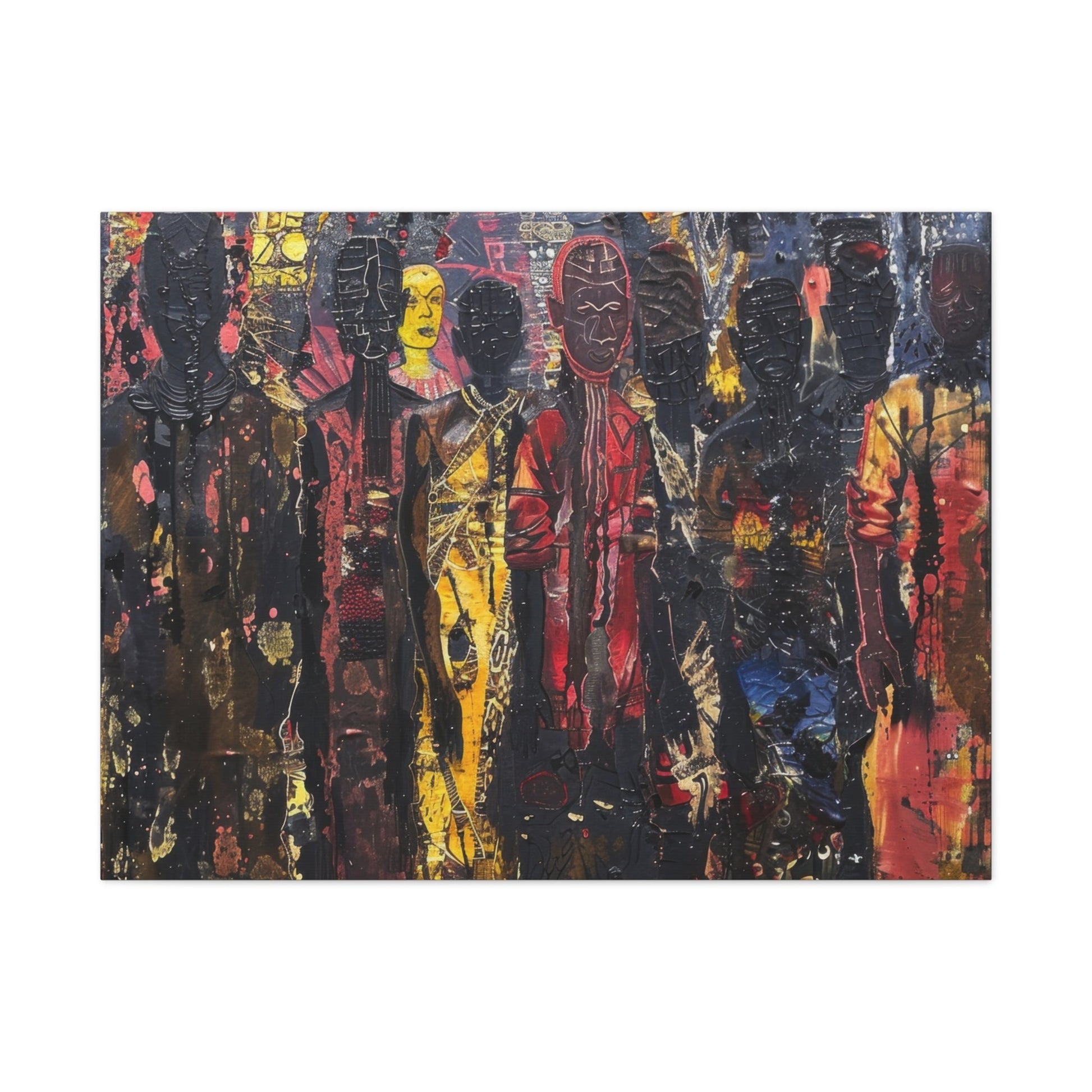 Abstract Tribal Figures - Cultural Canvas Print - Aestheticanvas