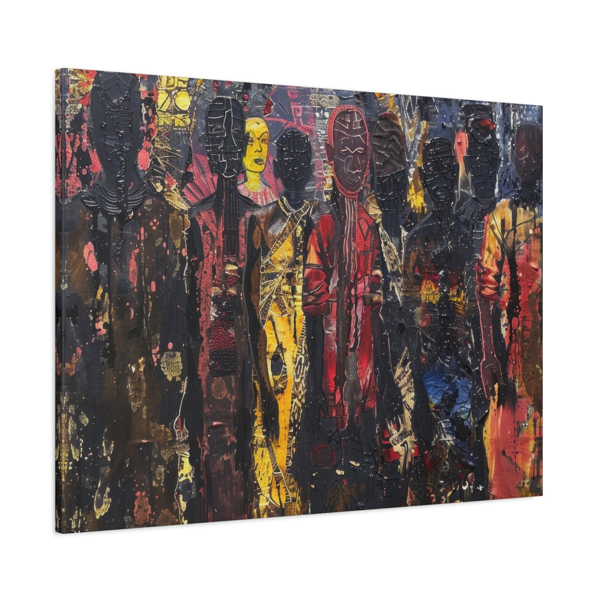 Abstract Tribal Figures - Cultural Canvas Print - Aestheticanvas