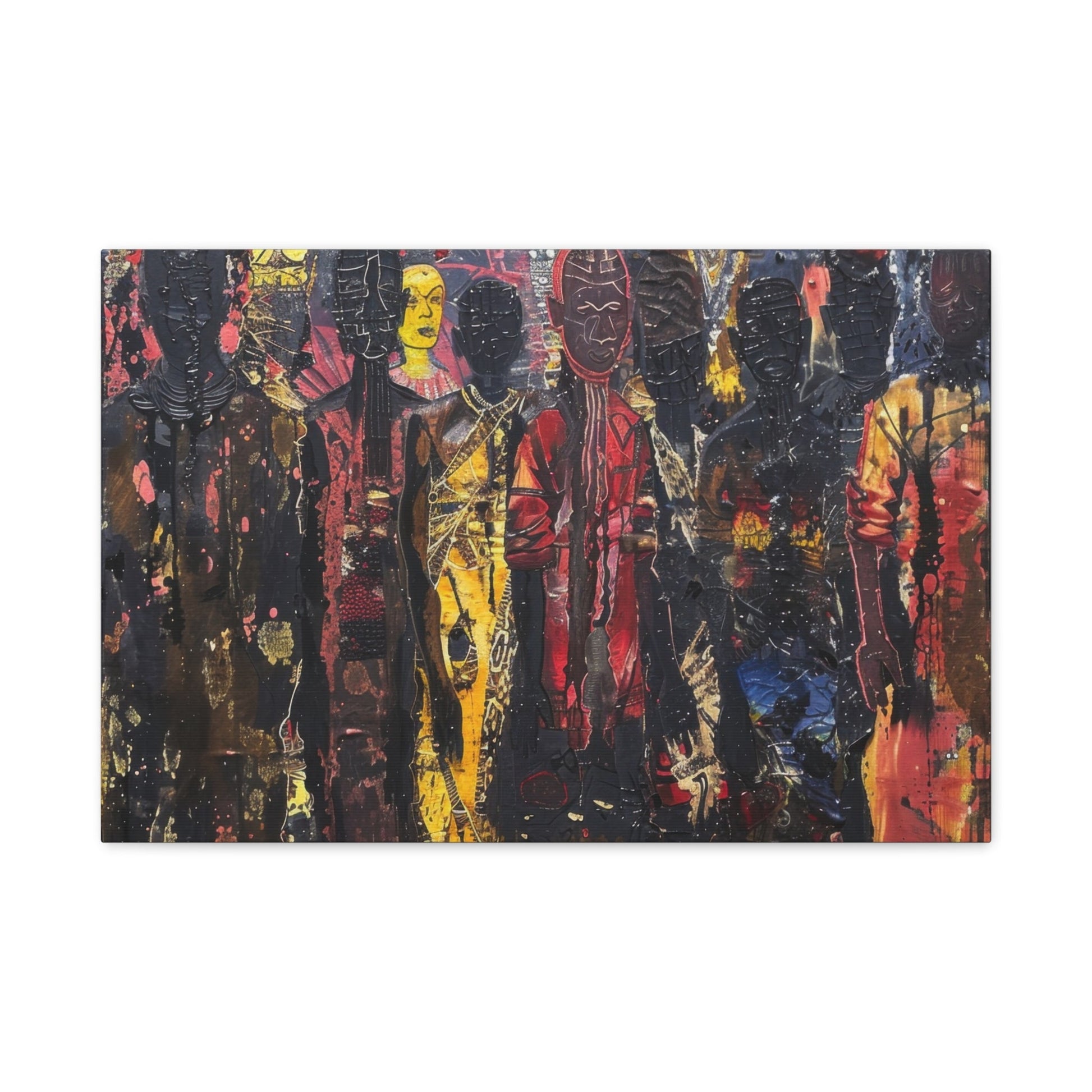 Abstract Tribal Figures - Cultural Canvas Print - Aestheticanvas