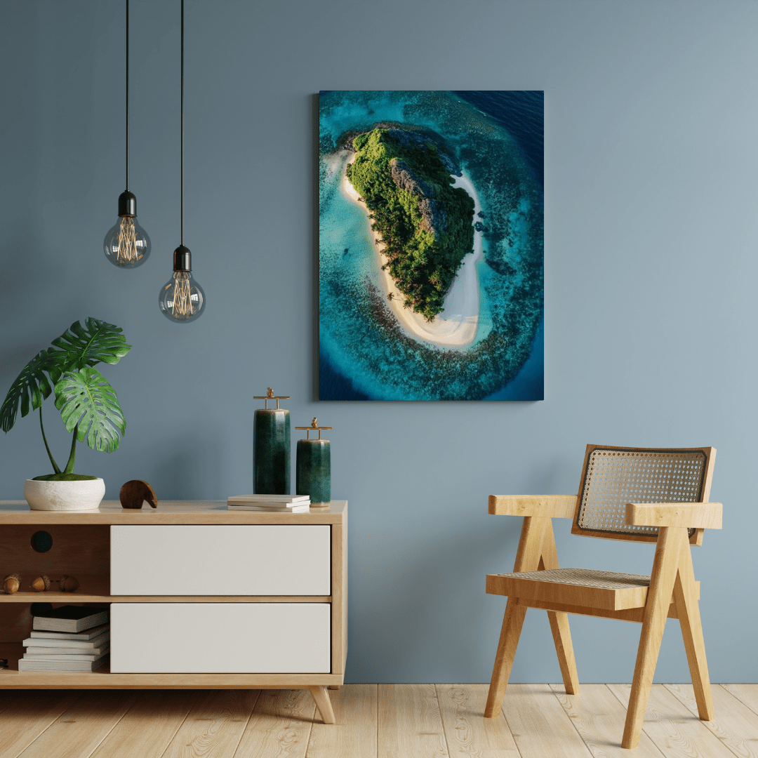 Aerial View of Idyllic Tropical Island - Landscape Wall Art - Aestheticanvas