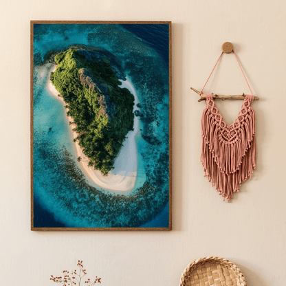 Aerial View of Idyllic Tropical Island - Landscape Wall Art - Aestheticanvas