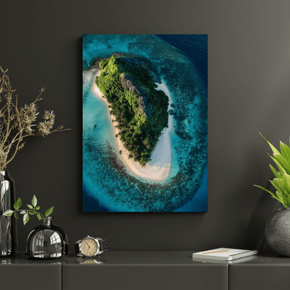 Aerial View of Idyllic Tropical Island - Landscape Wall Art - Aestheticanvas