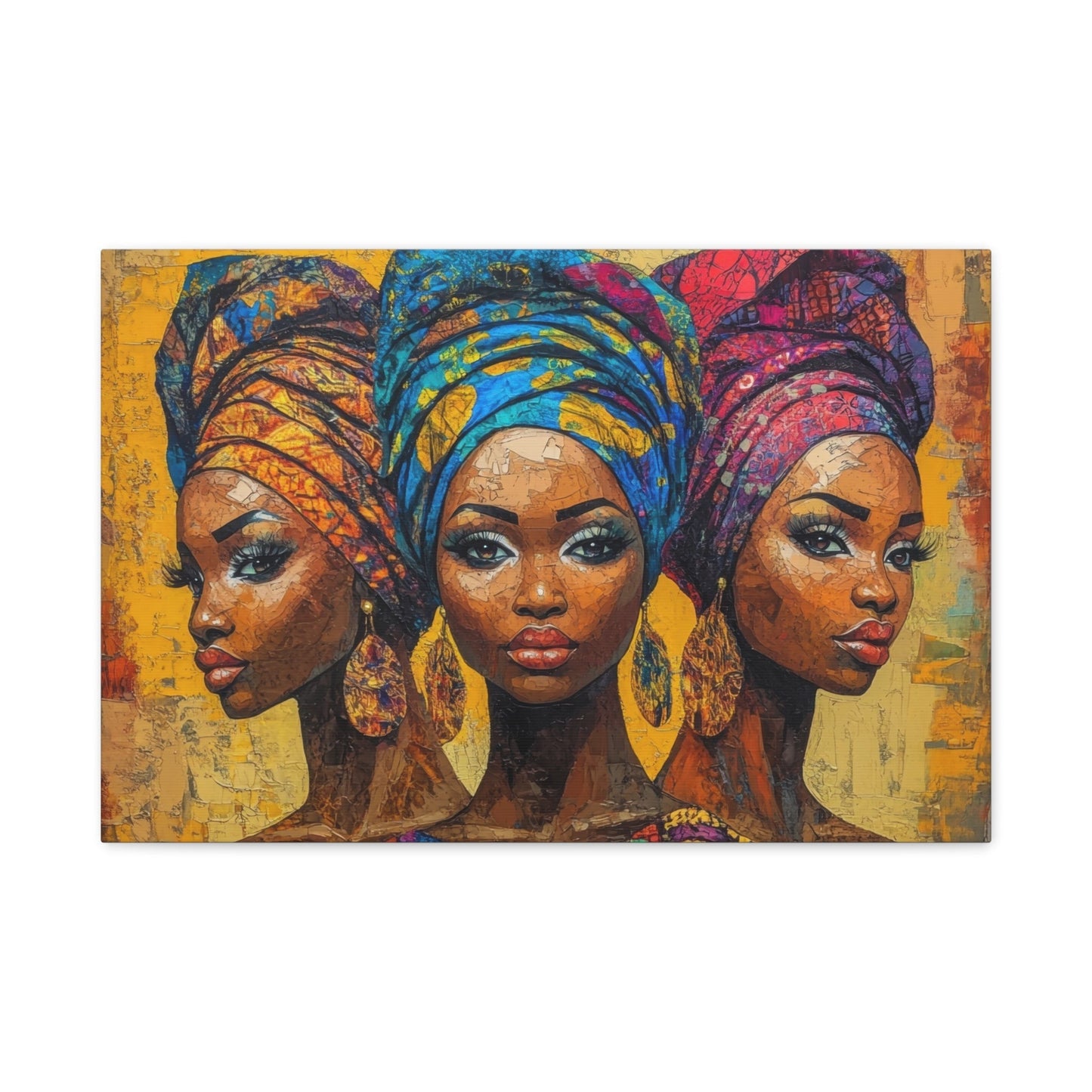 African Elegance: Three Sisters - Portrait Wall Art - Aestheticanvas