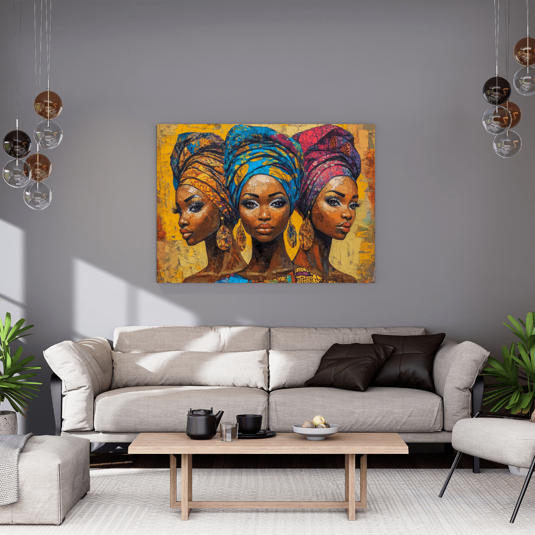 African Elegance: Three Sisters - Portrait Wall Art - Aestheticanvas