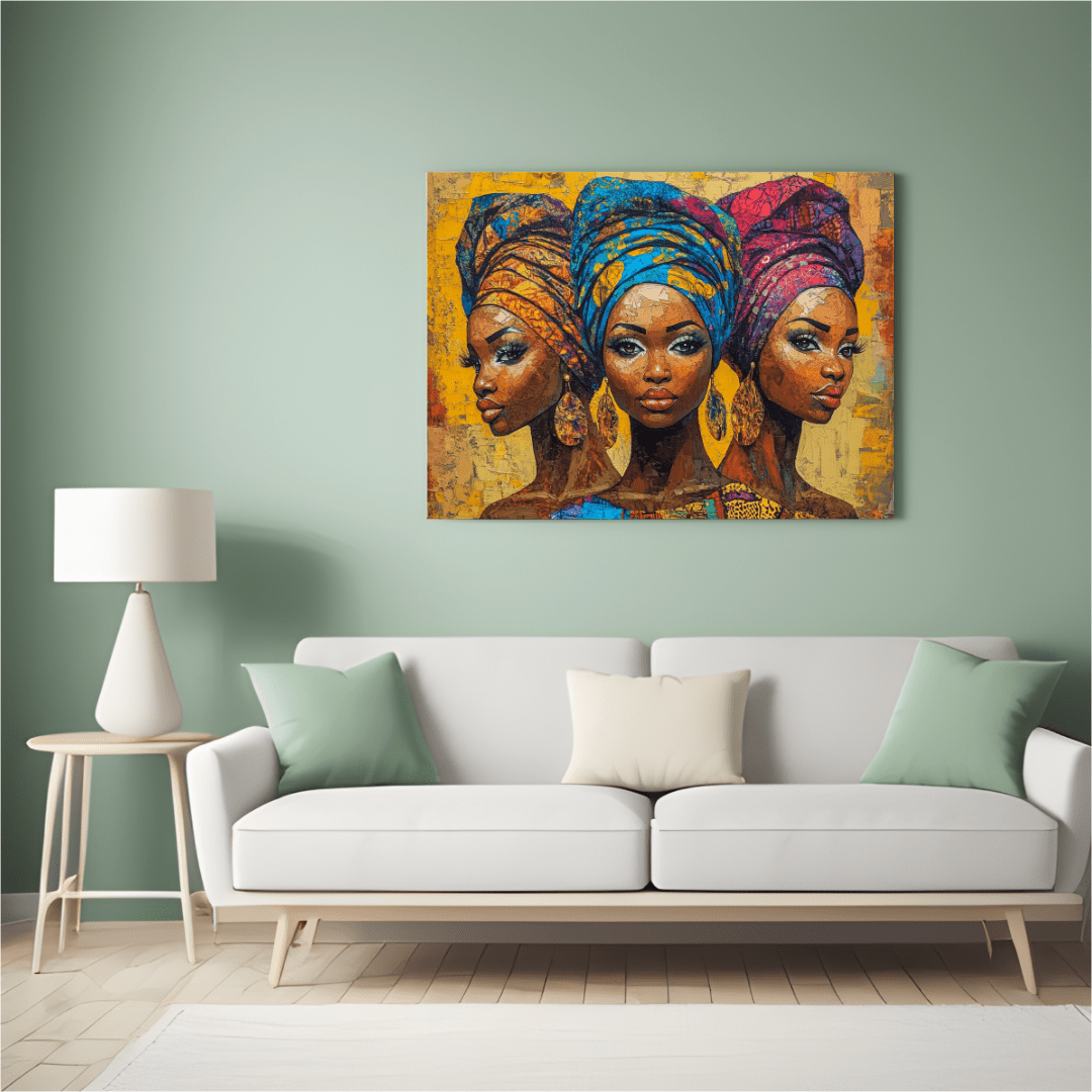 African Elegance: Three Sisters - Portrait Wall Art - Aestheticanvas