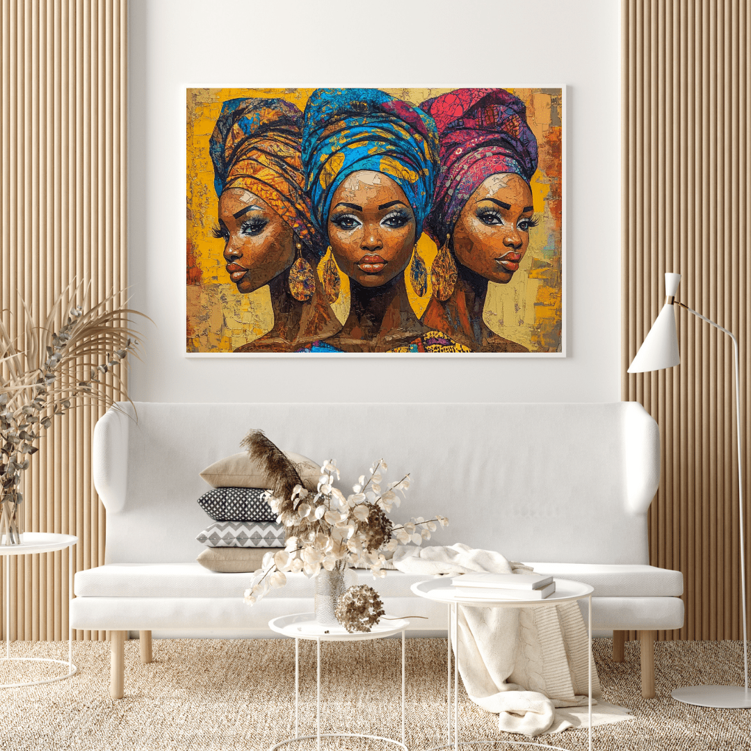 African Elegance: Three Sisters - Portrait Wall Art - Aestheticanvas