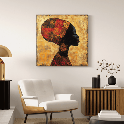 African Queen Profile - Portrait Canvas Print - Aestheticanvas