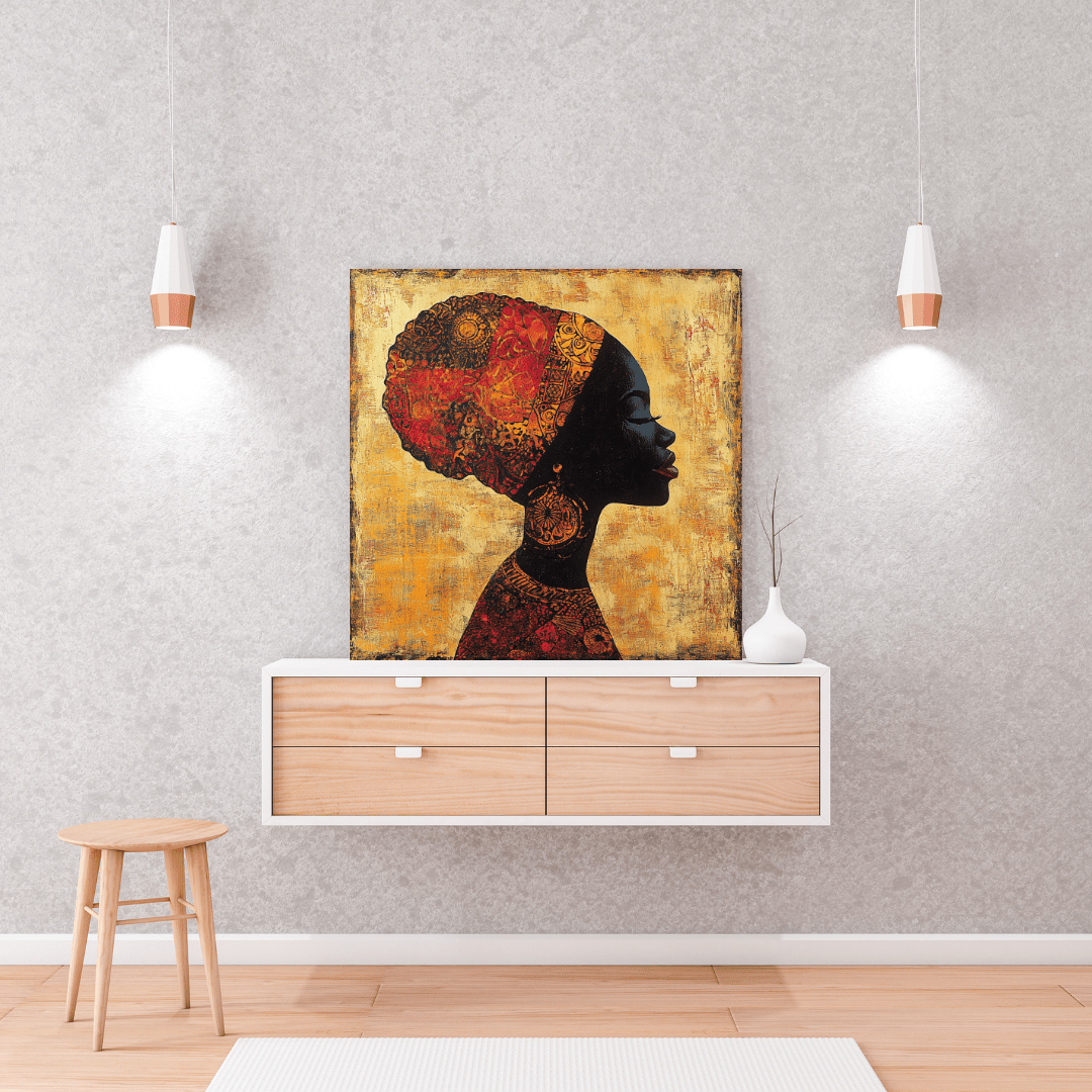 African Queen Profile - Portrait Canvas Print - Aestheticanvas