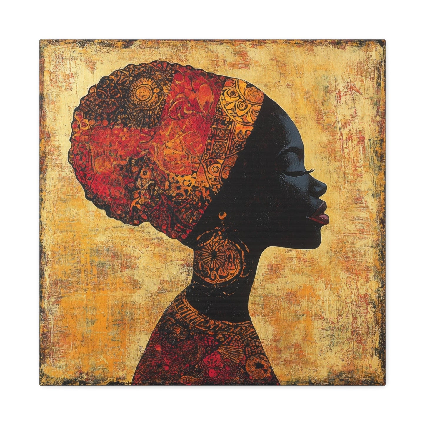 African Queen Profile - Portrait Canvas Print - Aestheticanvas