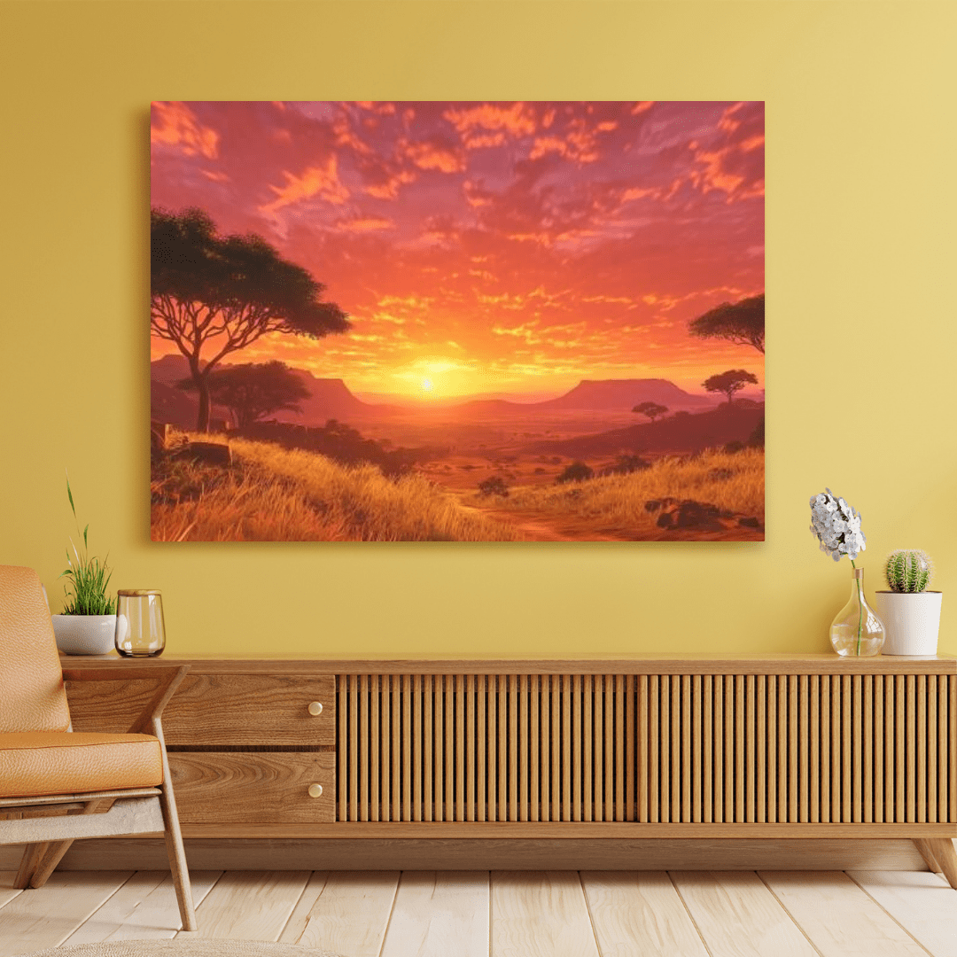 African Savannah Golden Dusk - Nature Wall Art - Aestheticanvas