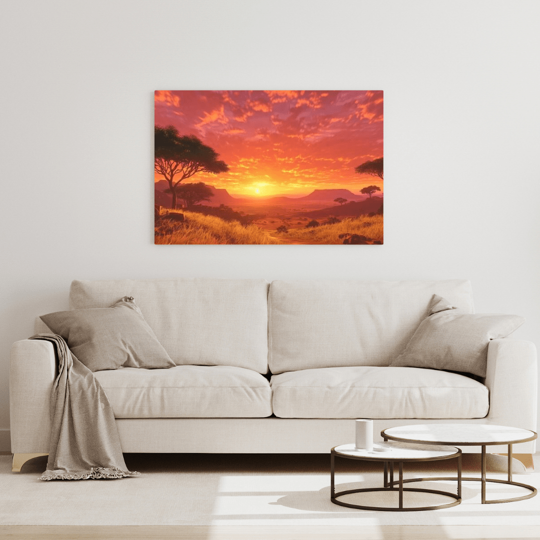 African Savannah Golden Dusk - Nature Wall Art - Aestheticanvas